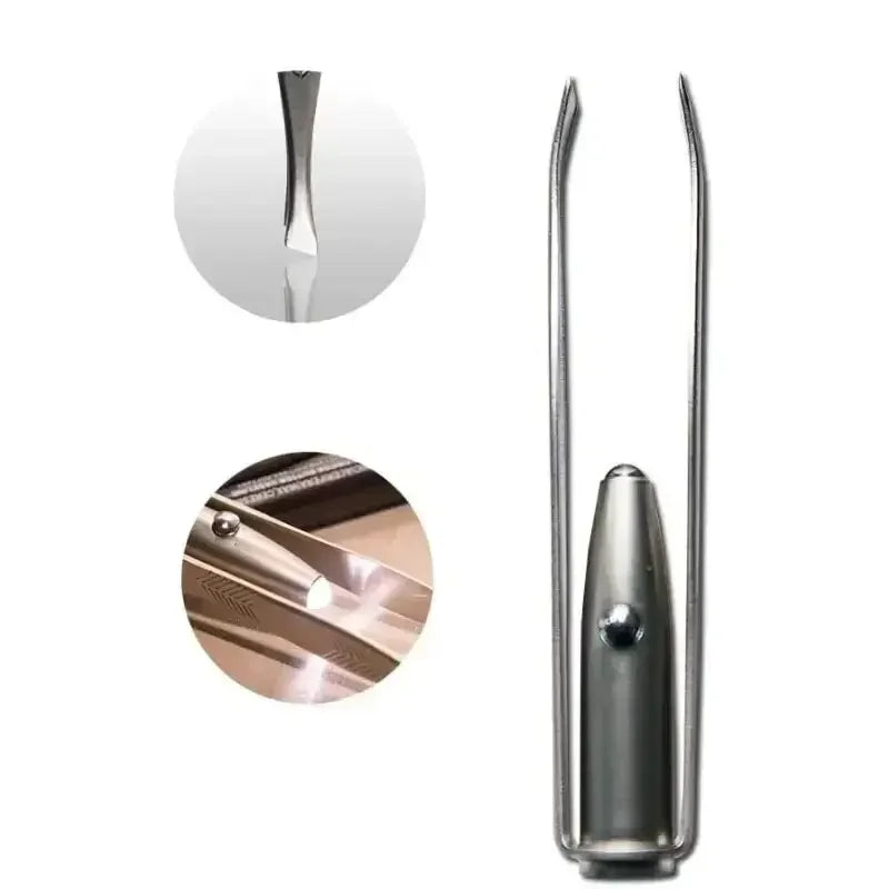 LED Light Tweezer Set – Stainless Steel Eyelash & Eyebrow Tool